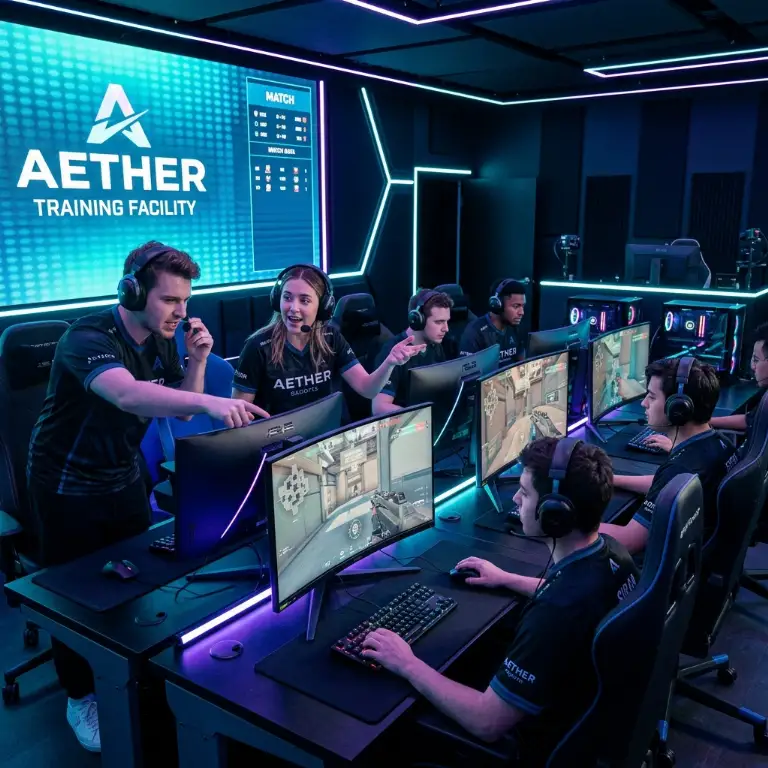 Esports team coordinating high-stakes strategy during competitive tournament