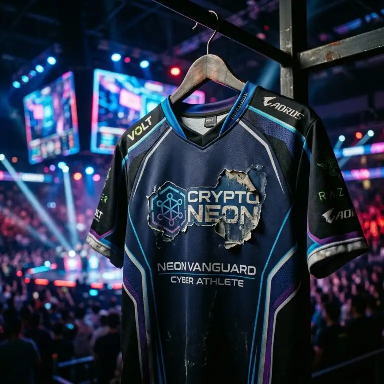 Maillot e-sport avec logo crypto qui sefface
