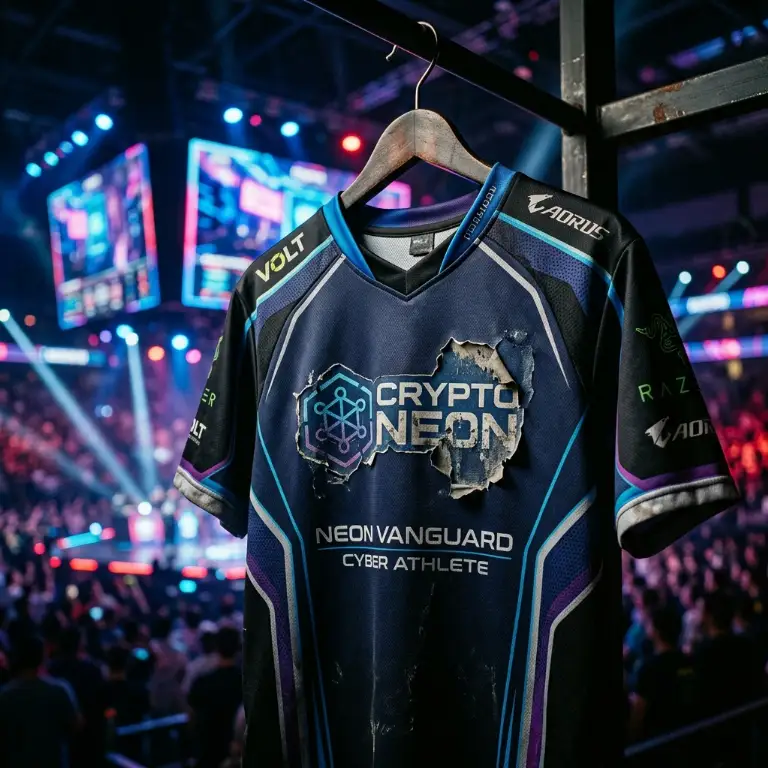 Maillot e-sport avec logo crypto qui sefface