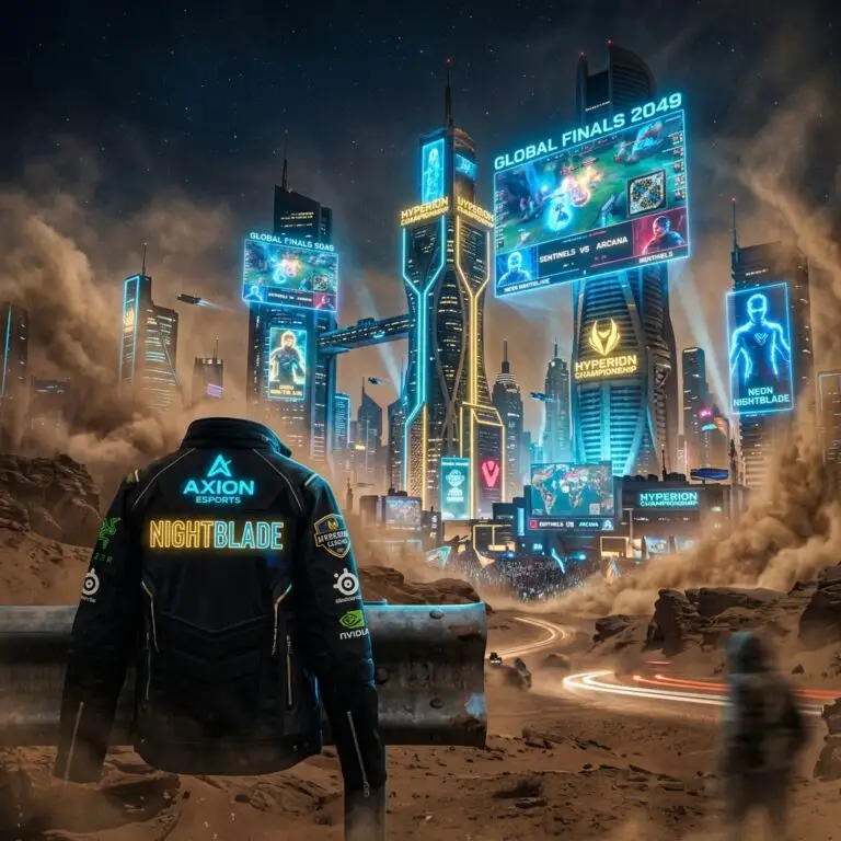 Ville futuriste avec ecrans holographiques dans le desert saoudien