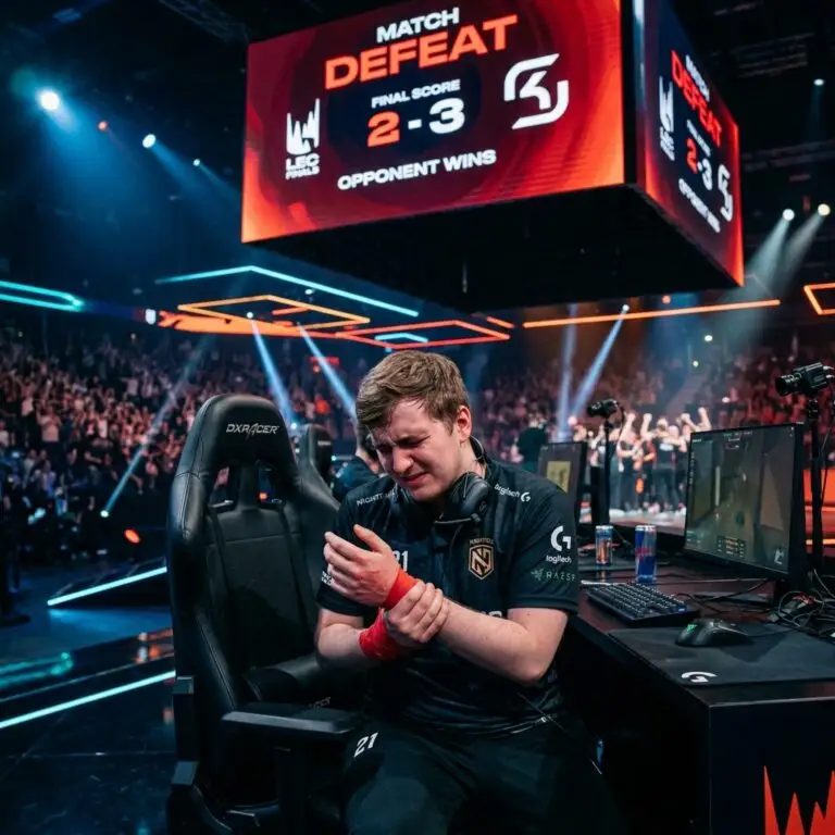 Joueur e-sport se tenant le poignet blessure e-sport