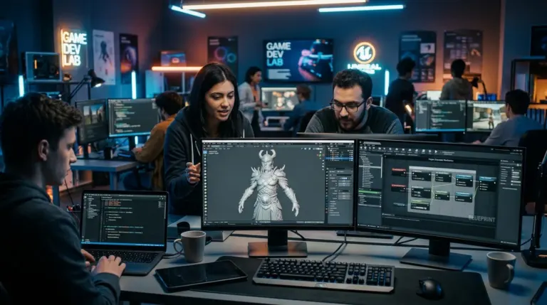 Modern game design and programming university studio lab