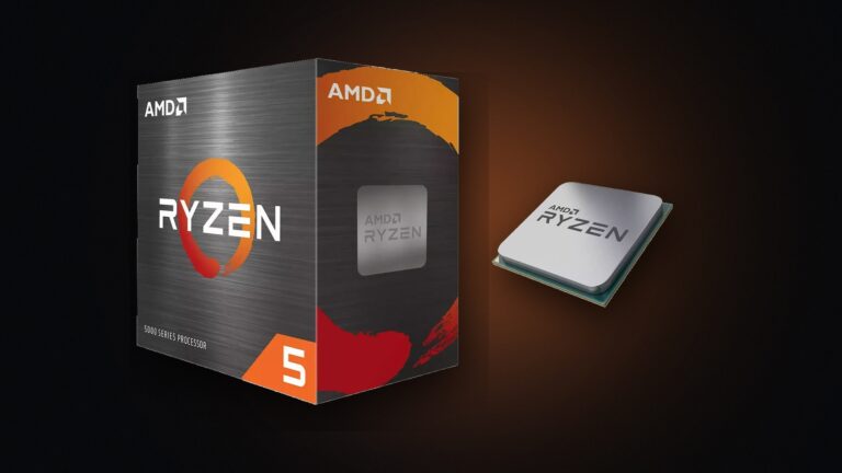 Official AMD Ryzen 5 5500F boxed processor and die on socket AM4