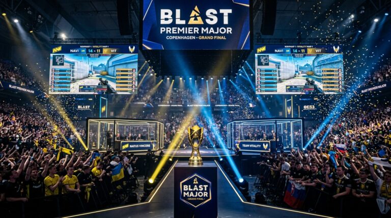 Grande finale BLAST Open Porto 2026 CS2 et trophee Team Spirit