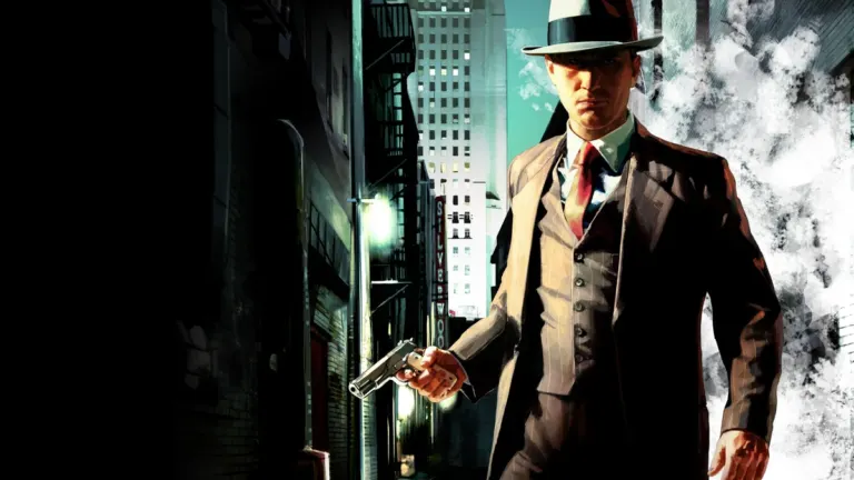 Official Rockstar Games L.A. Noire artwork featuring Cole Phelps