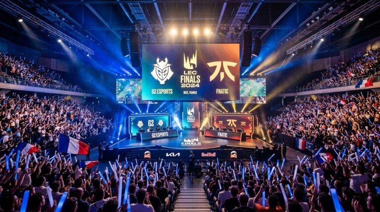Scène esport spectaculaire des finales du LEC au Palais Nikaïa à Nice