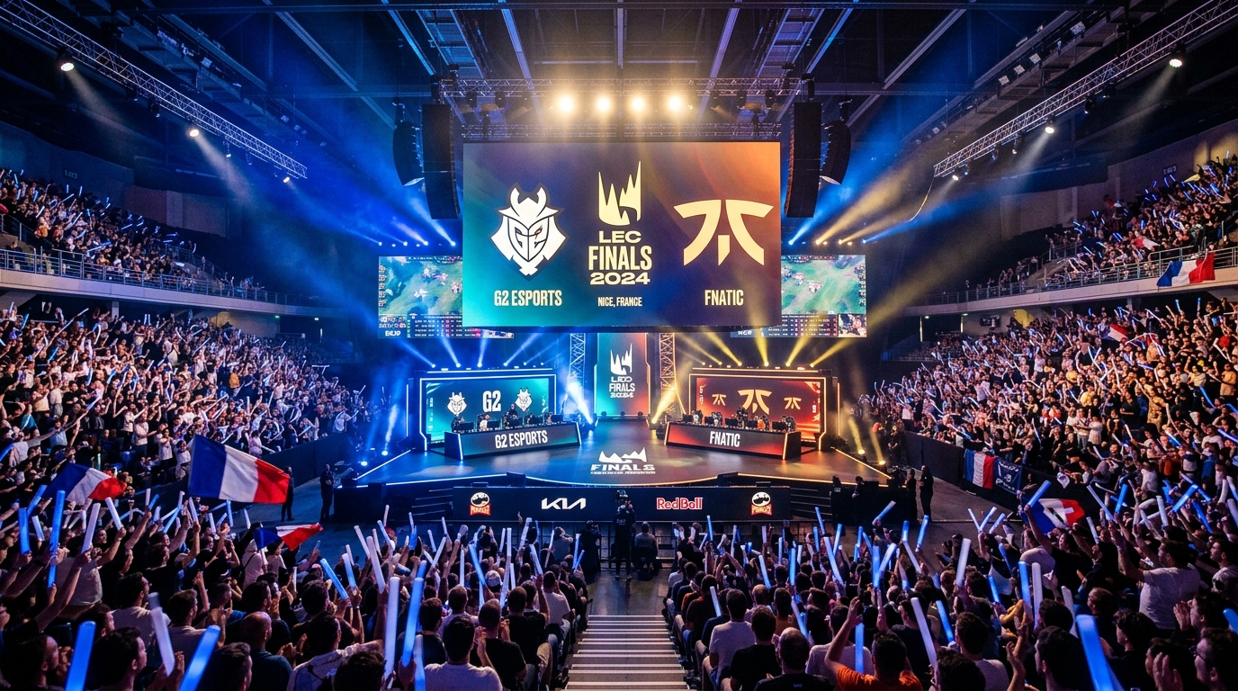 Scène esport spectaculaire des finales du LEC au Palais Nikaïa à Nice