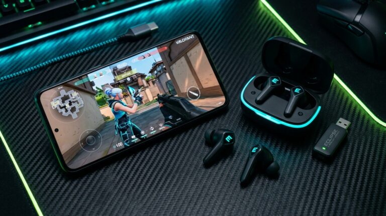 Écouteurs gamer sans fil et smartphone gaming