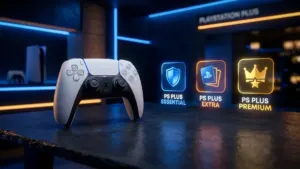 PlayStation Plus free upgrade tiers and PS5 DualSense controller