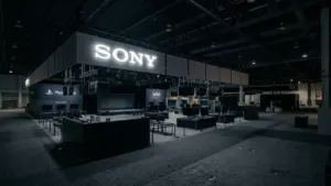 Deserted and darkened Sony booth at CES Las Vegas