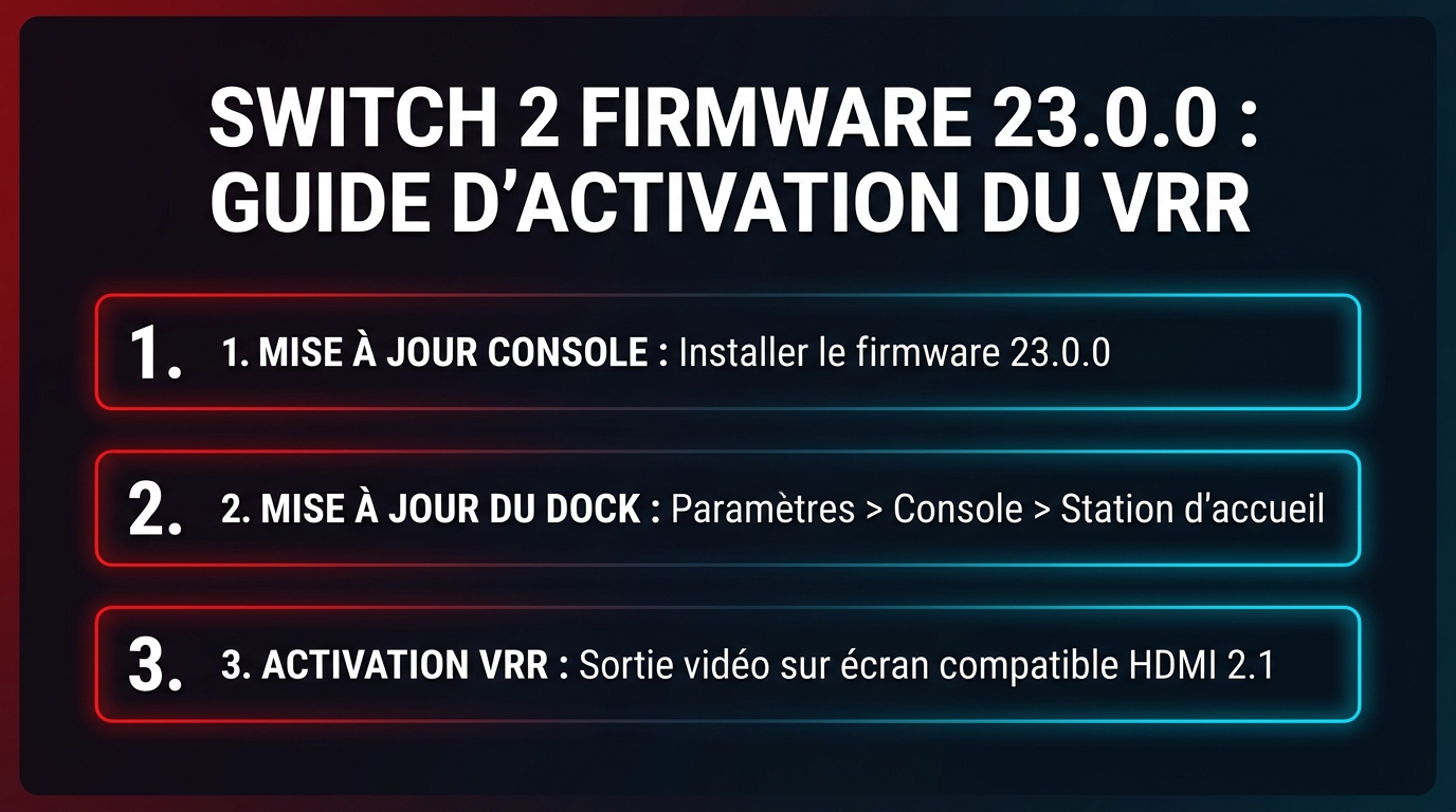 Switch 2 firmware 23.0.0 docked mode VRR setup guide