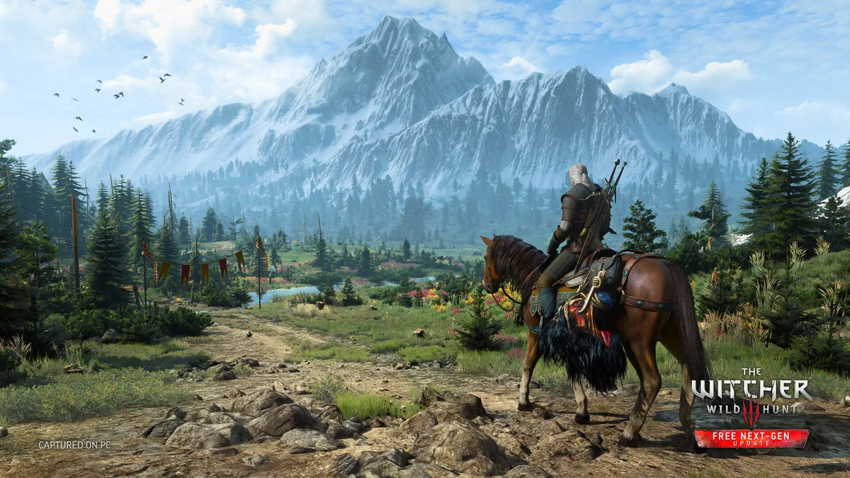 Geralt of Rivia casting the Igni sign with ray tracing reflections in The Witcher 3 Remastered