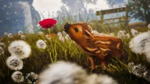 Boris the baby boar exploring the sunny forest in Adorable Adventures coming to Nintendo Switch 2