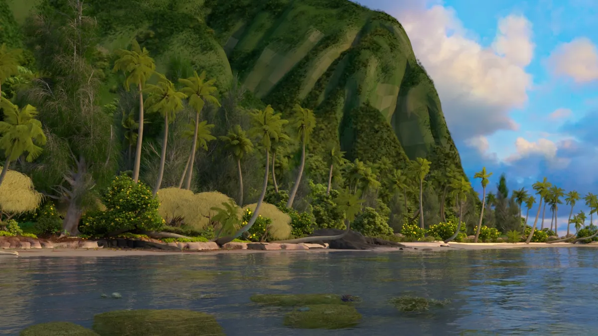 Moana Island ray-tracing scene rendered with AMD HIPRT on GPUOpen