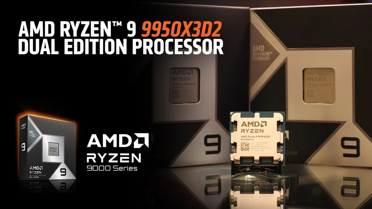 Official AMD Ryzen 9 9950X3D2 Dual Edition processor and retail box