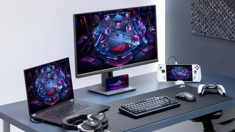 ASUS ROG Strix XG27ACMSR 27-inch Triple Mode 360Hz QHD and 640Hz HD gaming monitor setup