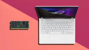 ASUS ROG Zephyrus G14 GA402 gaming laptop and 16GB DDR5 SO-DIMM RAM stick