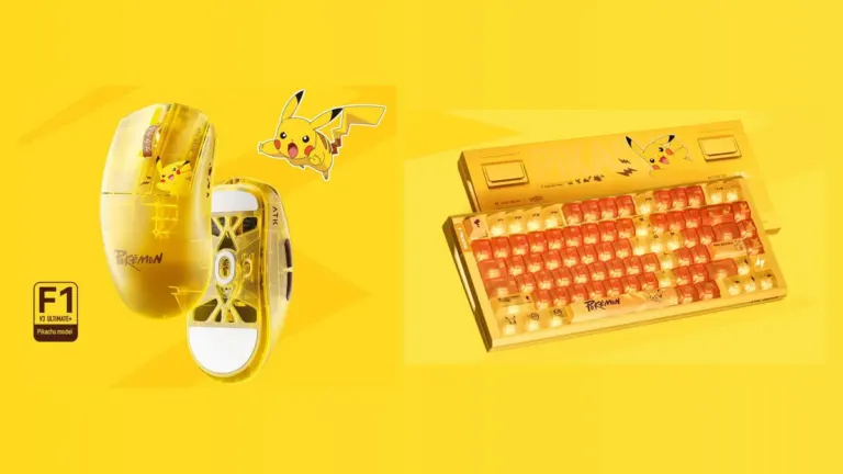 ATK Blazing Sky F1 V3 Ultimate+ wireless mouse and RS7 Air HE magnetic keyboard Pikachu Pokémon Edition