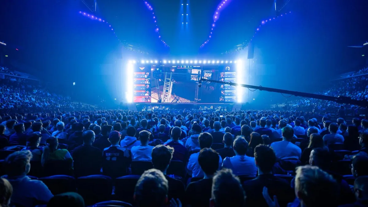 Packed BLAST Open arena crowd watching Counter-Strike 2 stage