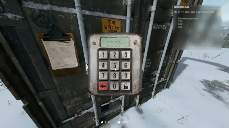 Keypad lock and clue note on a shipping container in the Call of Duty Modern Warfare 4 Stranded campaign mission
