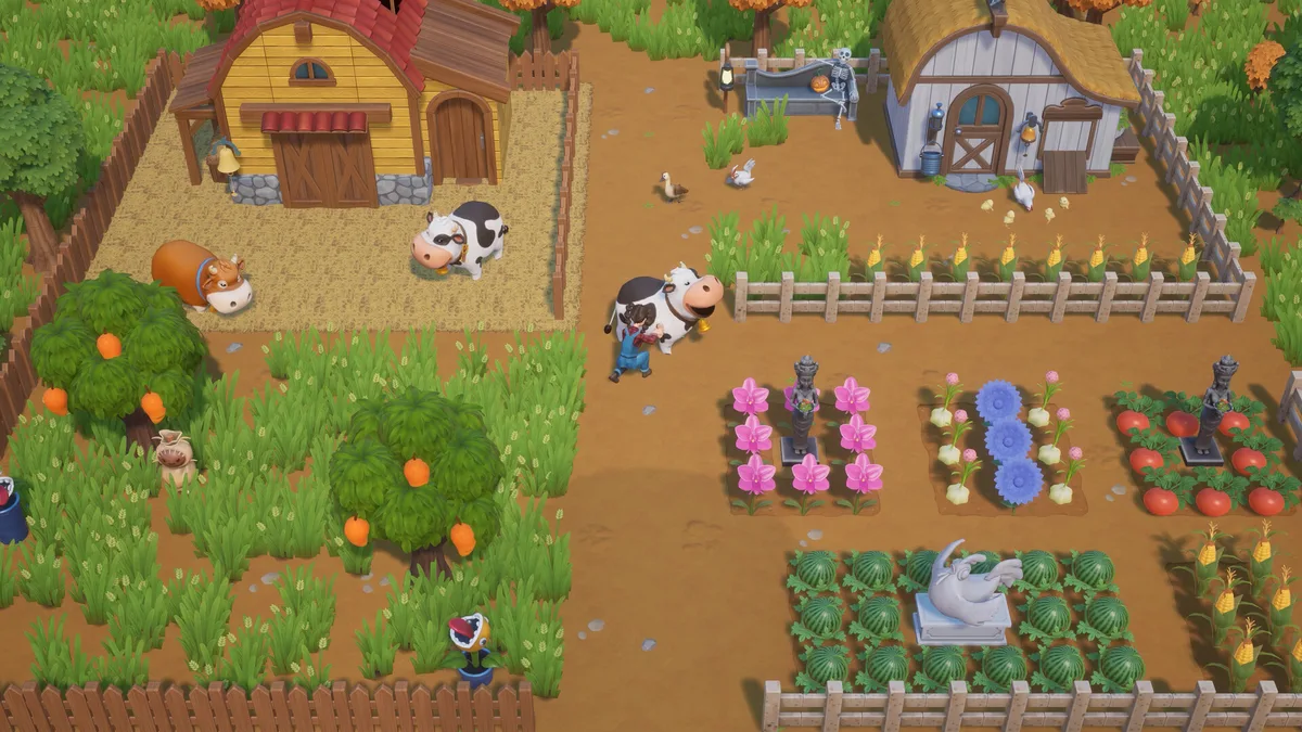 Coral Island tropical farm layout and island life on Nintendo Switch 2