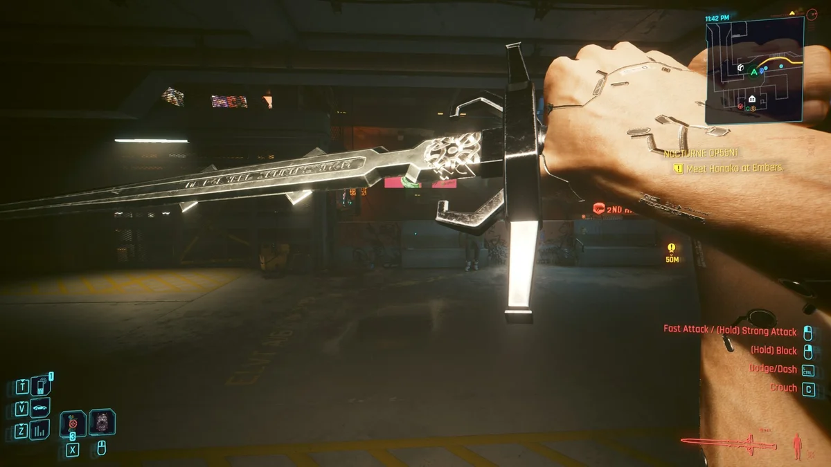 The Iconic Sihil dwarven sword from The Witcher 3 drawn in Cyberpunk 2077 Patch 2.5