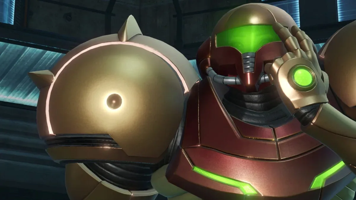 Samus Aran activating her scan visor in Metroid Prime, representing GameCube matching decompilation tracked on decomp.dev