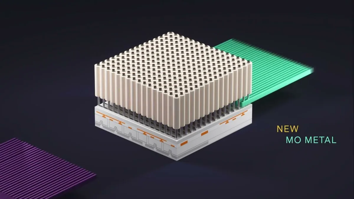 3D diagram of a 4F2 Vertical Channel Transistor VCT DRAM memory cell architecture