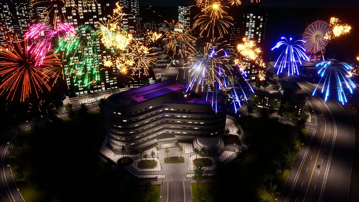 Fantavision 202X fireworks puzzle gameplay in 4K Unreal Engine on PS5 and Steam
