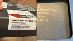 Ryzen 7 9850X3D box and Core i3 Amazon scam