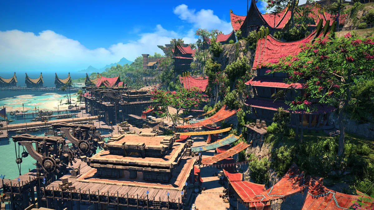 Final Fantasy XIV Dawntrail residential and city architecture