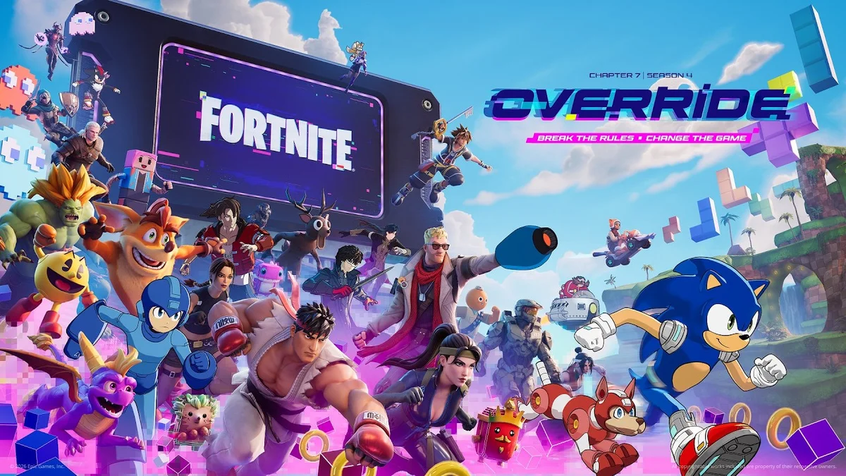 Official Fortnite Chapter 7 Season 4 Override key art ahead of the Season 5 server downtime