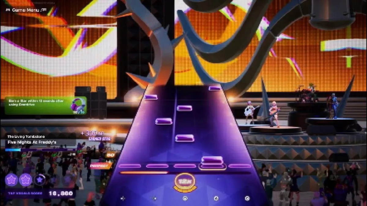 Fortnite Festival Main Stage showing the Vocals chart for Five Nights at Freddy's by The Living Tombstone