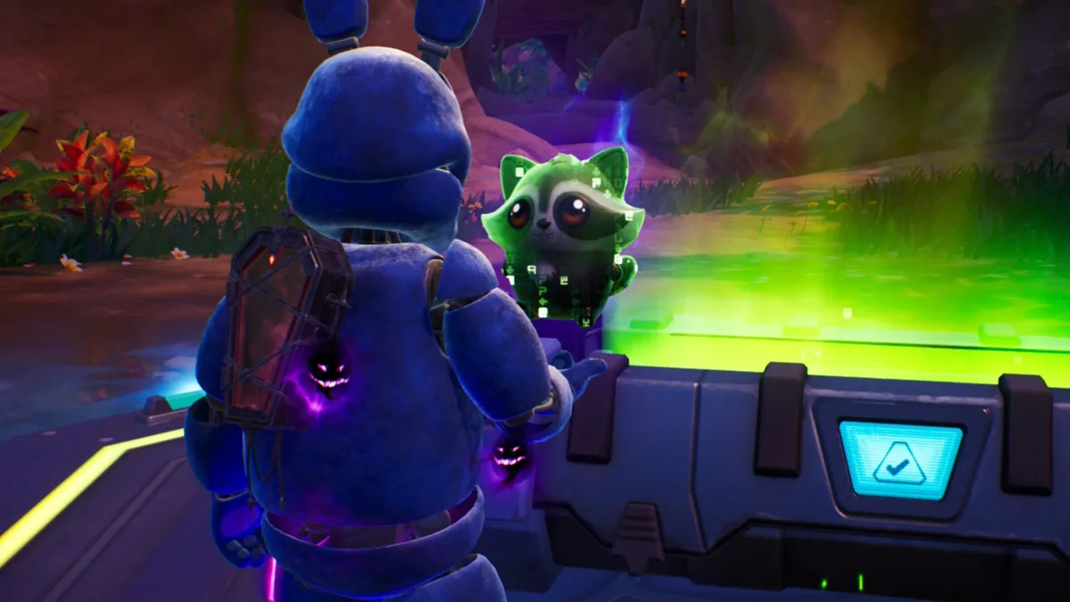 Player extracting a Cheat Master Dumpster Dive Sprite at an Extraction Site to unlock Jimothy in Fortnite