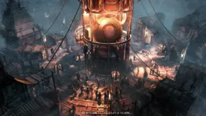Frozen city and central Generator in Frostpunk rendered in Unreal Engine 5 by 11 bit studios