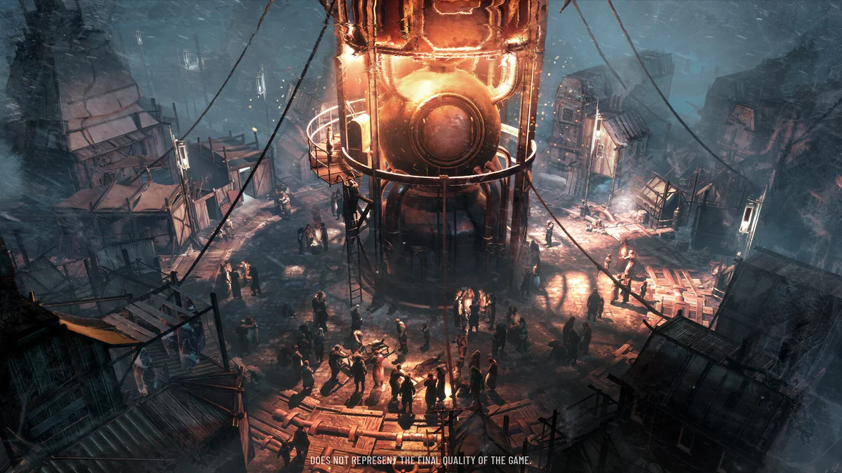 Frozen city and central Generator in Frostpunk rendered in Unreal Engine 5 by 11 bit studios