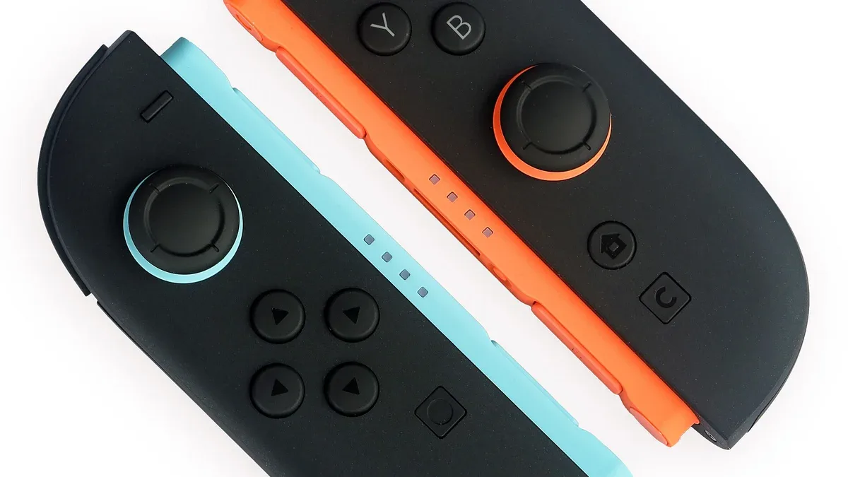 Close-up of the Nintendo Switch 2 Joy-Con 2 controllers and wireless hardware