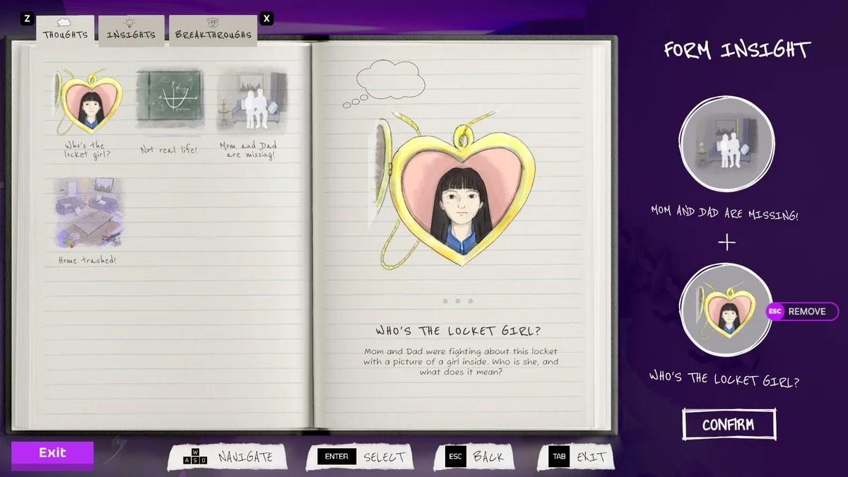 Hope in the City notebook interface combining two hand-drawn sketches under Form Insight to unlock a new deduction