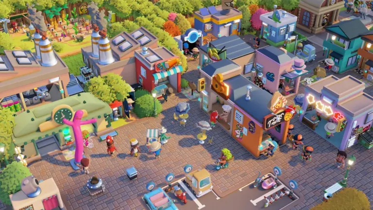 Go-Go Town! physical edition Nintendo Switch 2 and PS5 aerial town view