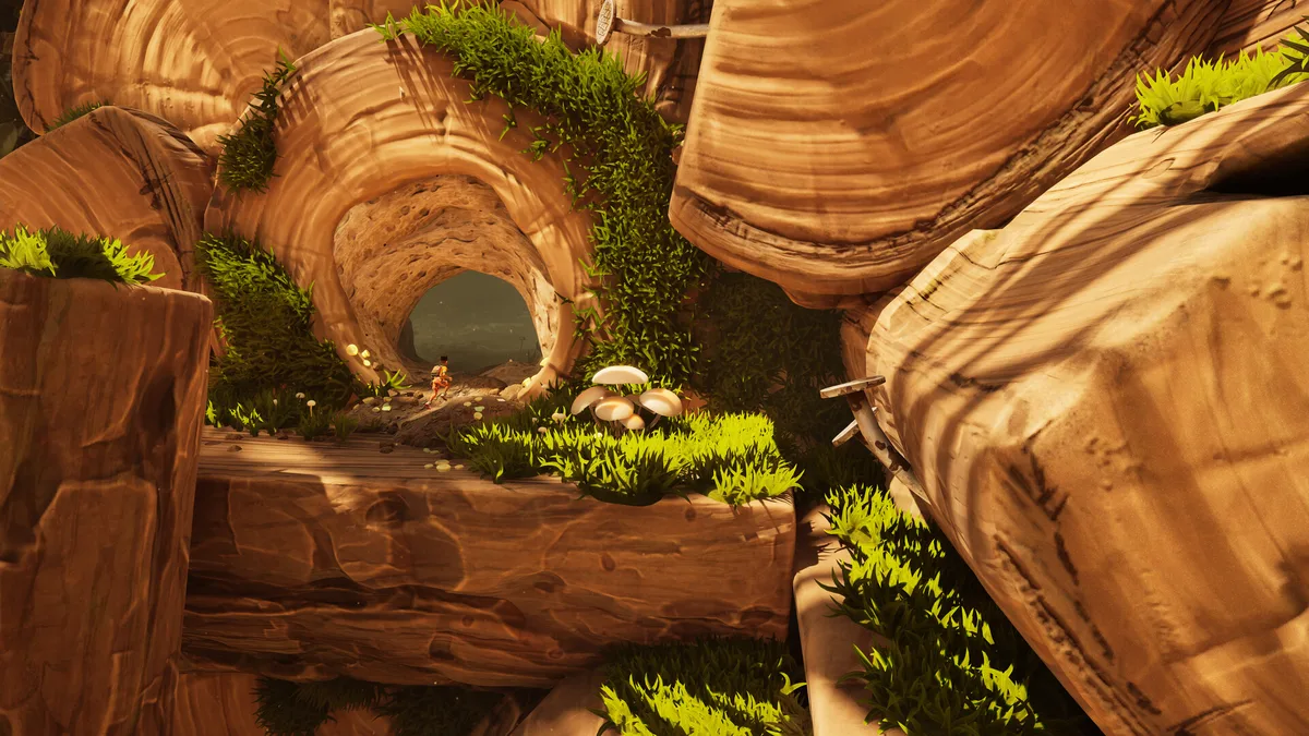 Co-op survival and exploration inside Brookhollow Park in Grounded 2