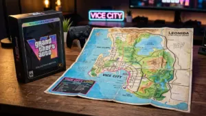 GTA 6 physical collector paper map unfolded of Vice City and Leonida