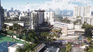 Aerial view of Vice City in the State of Leonida for the GTA 6 map and locations guide