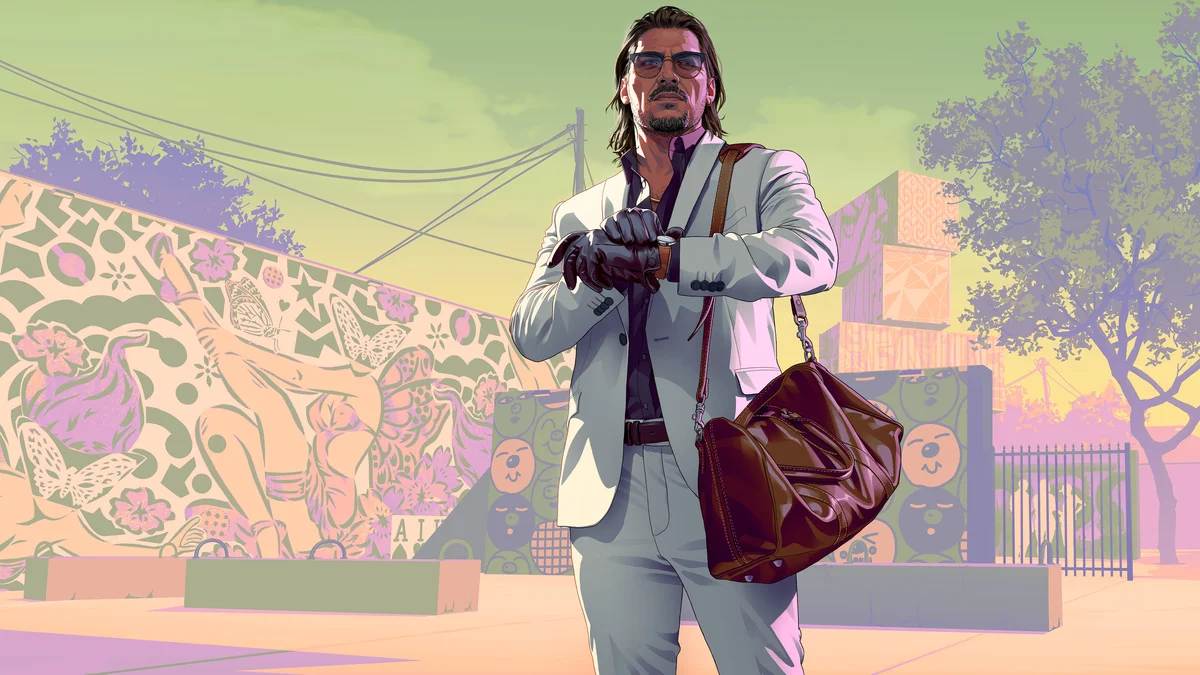 Seasoned bank robber Raul Bautista checking his watch in Grand Theft Auto VI by Rockstar Games