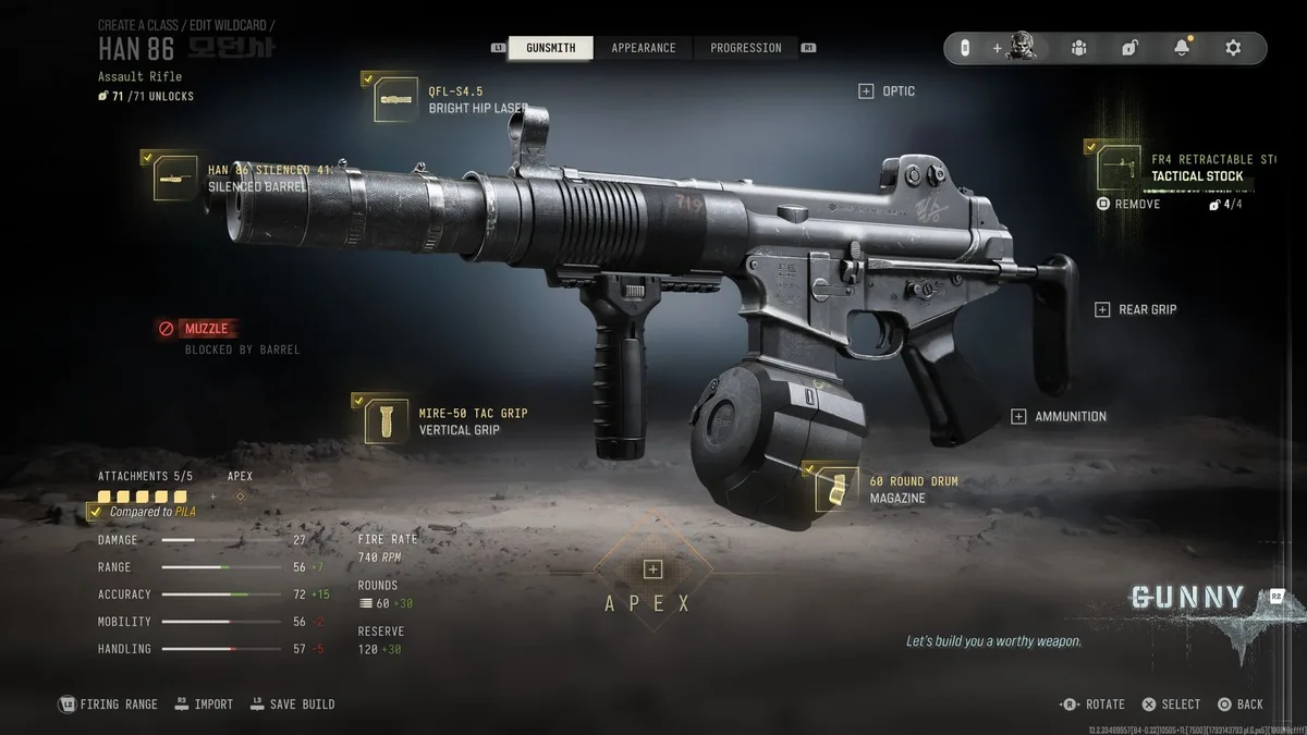 Short-Range Run and Gun Han 86 Loadout with 60 Round Drum in Modern Warfare 4