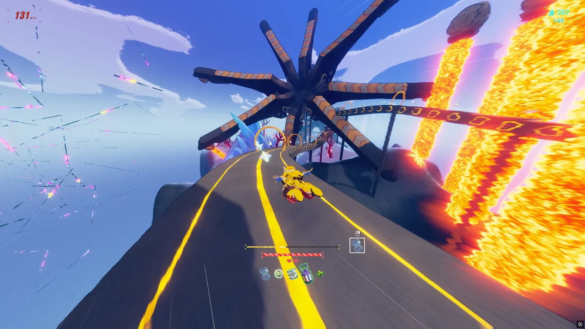 Zoe racing at high speed in Haste: Broken Worlds on Nintendo Switch 2