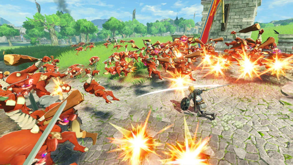 Hyrule Warriors Age of Calamity battle gameplay on Nintendo Switch 2