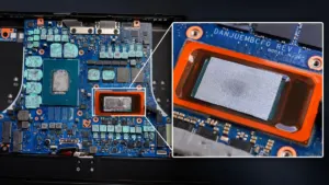Thermal graphene sheet cooling pad installed on Intel Core Ultra 9 285H processor
