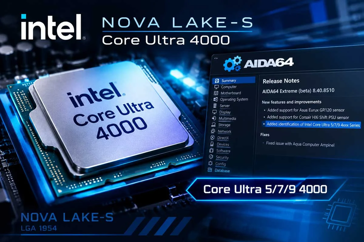 Intel Nova Lake silicon die architecture with Coyote Cove and Arctic Wolf cores