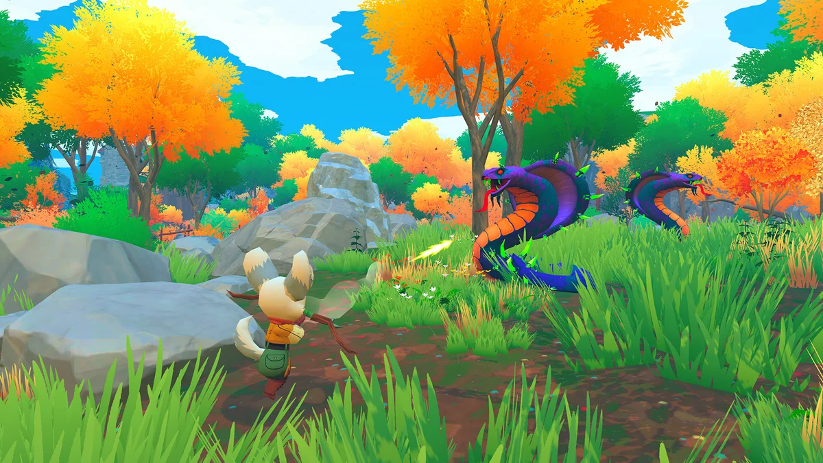 Kitaria Fables 2 gameplay Dusty Tuftkin bow combat Arkadera Peninsula