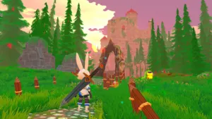 Kitaria Fables 2 Alice Skylar overlooking Arkadera Peninsula ruins on Switch 2 and PS5